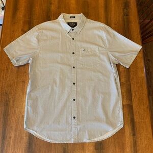 Hollister Men's Shirt Large Black White Patterned Button Down Slim Fit Epic Flex